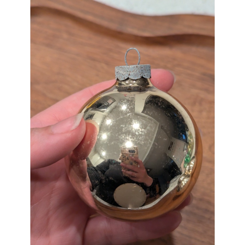 Vintage Rauch 2.5in Gold Mercury Glass Ball CHRISTMAS Ornaments - No Box USA - Picture 4 of 8